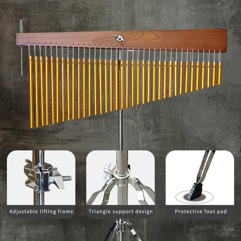 ENNBOM Adjustable Height Wind Chime Single-row Percussion Chime wtih Collapsible Tripod Stand Bar Chime for Class Yoga (36 Note Chime) - Image 3